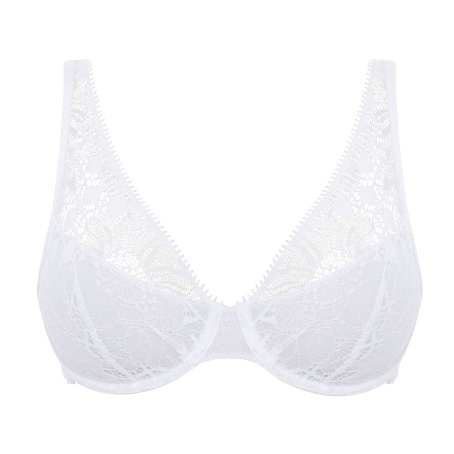 Soutiens-Gorge Chantelle | Soutien-Gorge Coques Decollete Plongeant En Dentelle Blanc