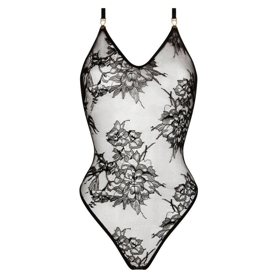 Lingerie Atelier Amour | Body String En Dentelle Noir