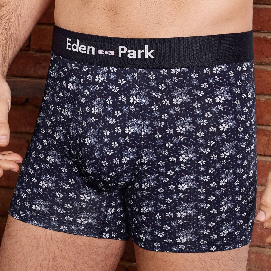 Homme Eden Park Boxer Homme | Boxer Fleuri Homme En Coton Indigo Imprime