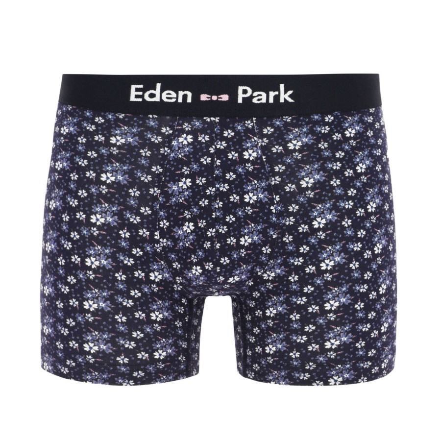 Homme Eden Park Boxer Homme | Boxer Fleuri Homme En Coton Indigo Imprime