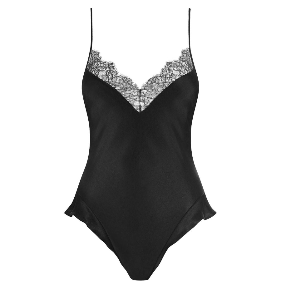 Lingerie Maison Close | Body String En Soie Noir