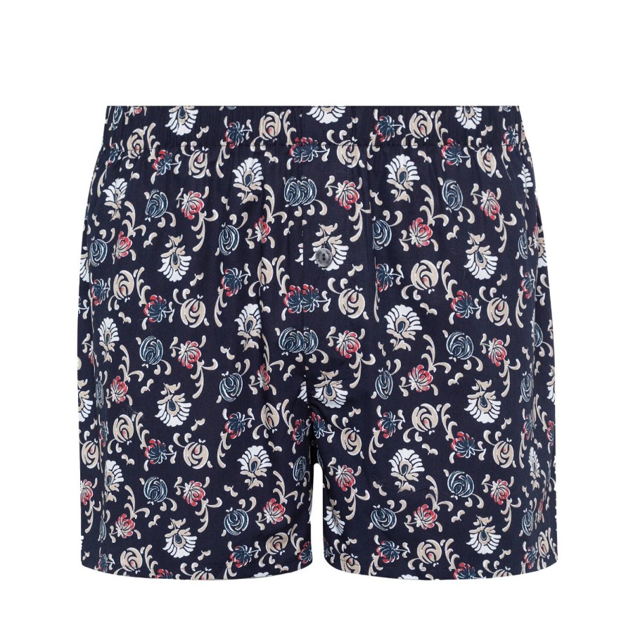 Homme Hanro Calecon Homme | Calecon Homme En Coton Navy Botany Print