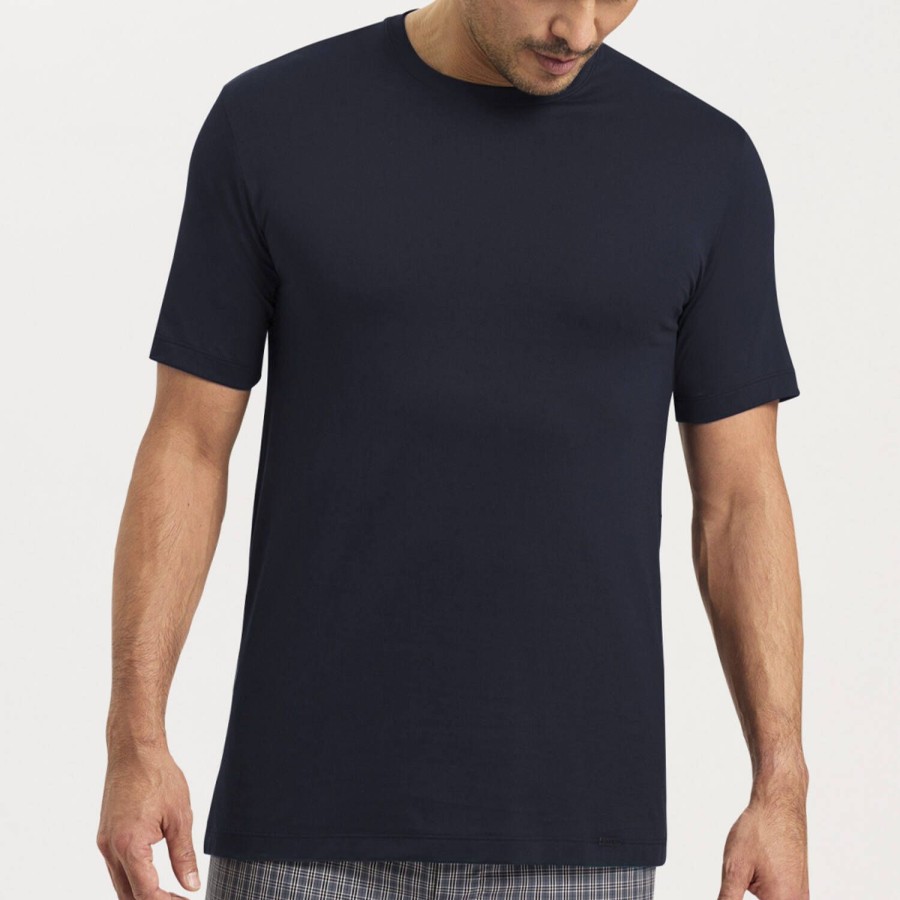 Homme Hanro Ensemble De Detente Homme | T-Shirt Homme En Coton Black Iris