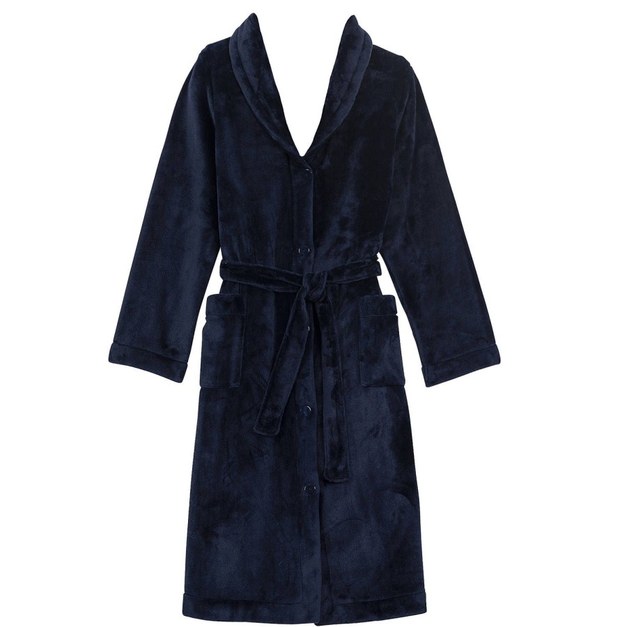 Lingerie De Nuit Le Chat | Robe De Chambre Boutonnee Marine