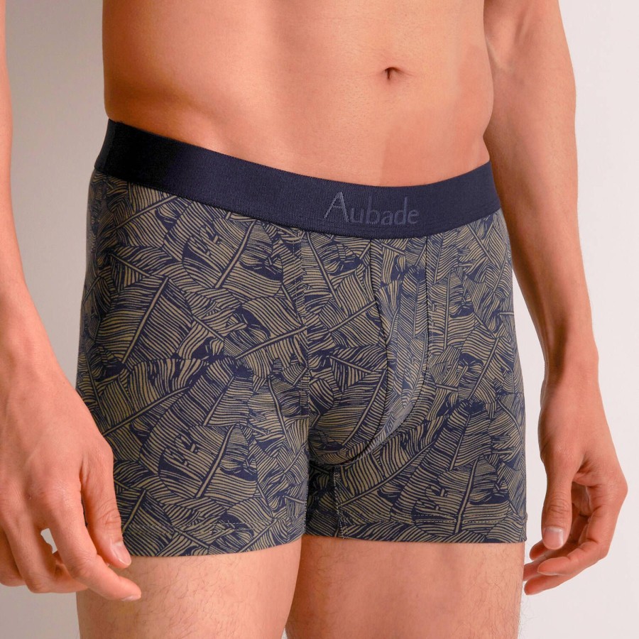 Homme Aubade Boxer Homme | Boxer Homme En Coton Marine Palm