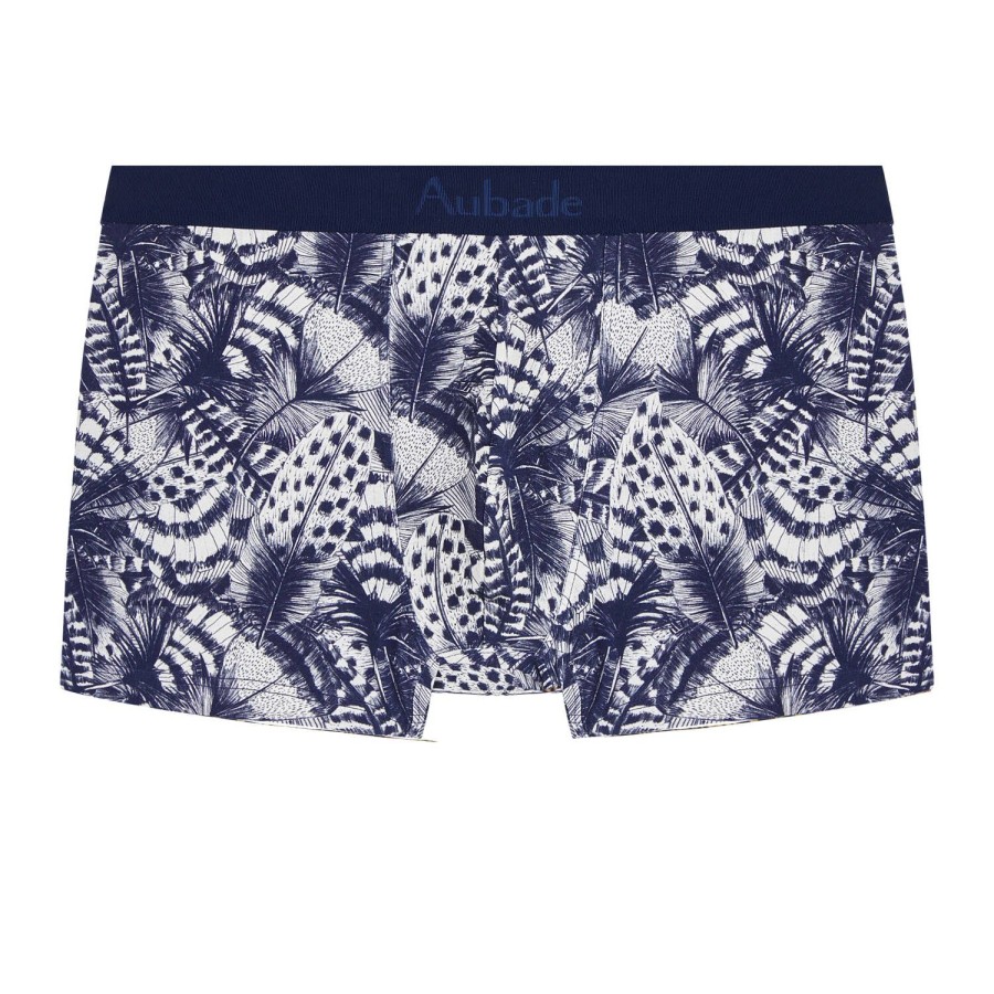 Homme Aubade Boxer Homme | Boxer Homme En Coton Et Modal Plumes Marine