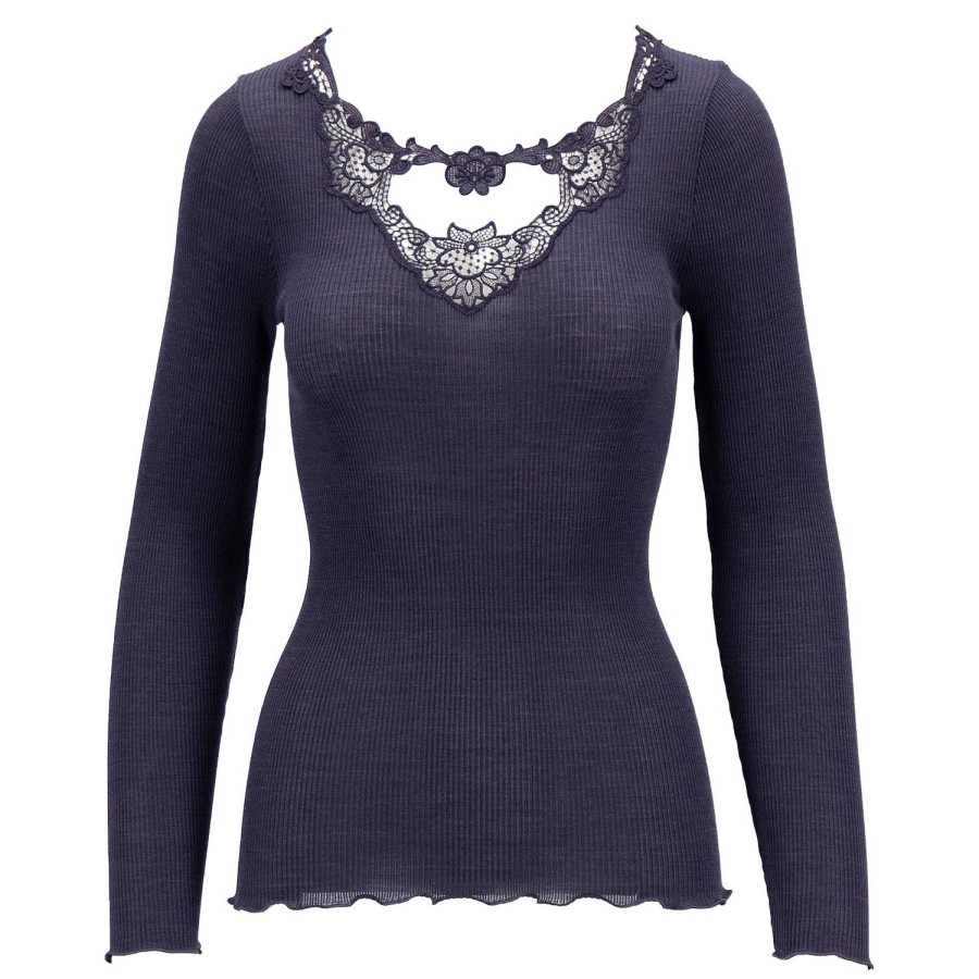 Lingerie De Nuit Oscalito | Pull Manches Longues En Laine Et Soie Mirtillo