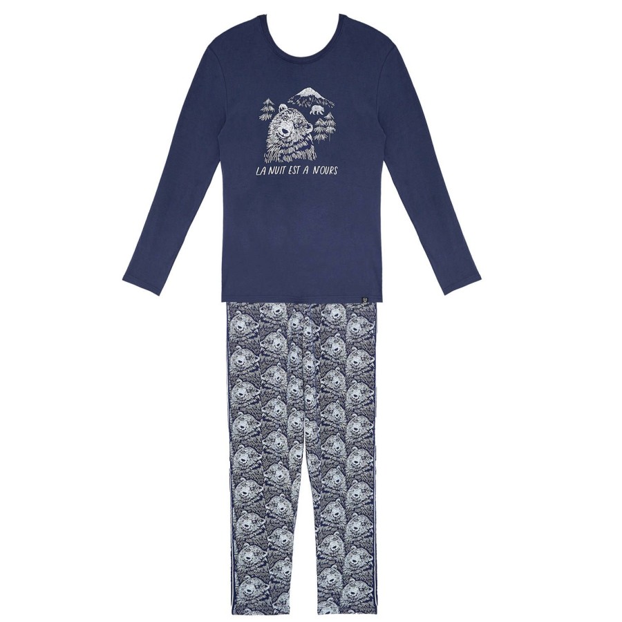 Homme Arthur Pyjama Homme | Pyjama Col Rond Homme En Coton Marine