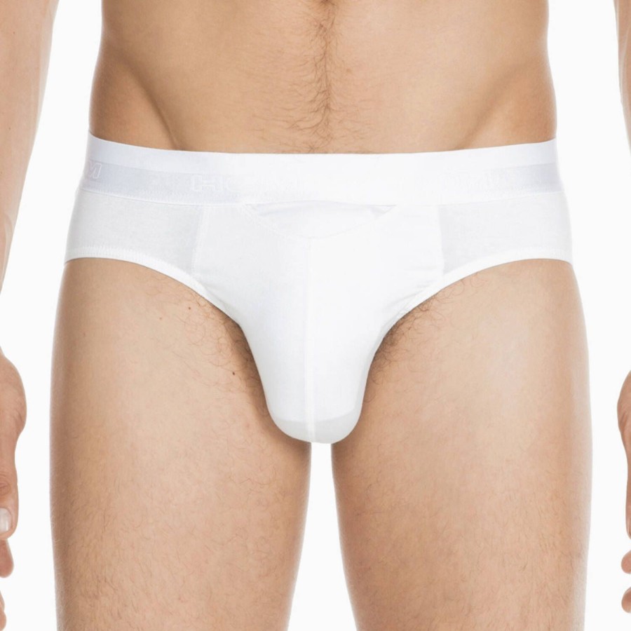 Homme HOM Slip Homme | Slip Avec Ouverture Homme En Coton Et Modal Blanc