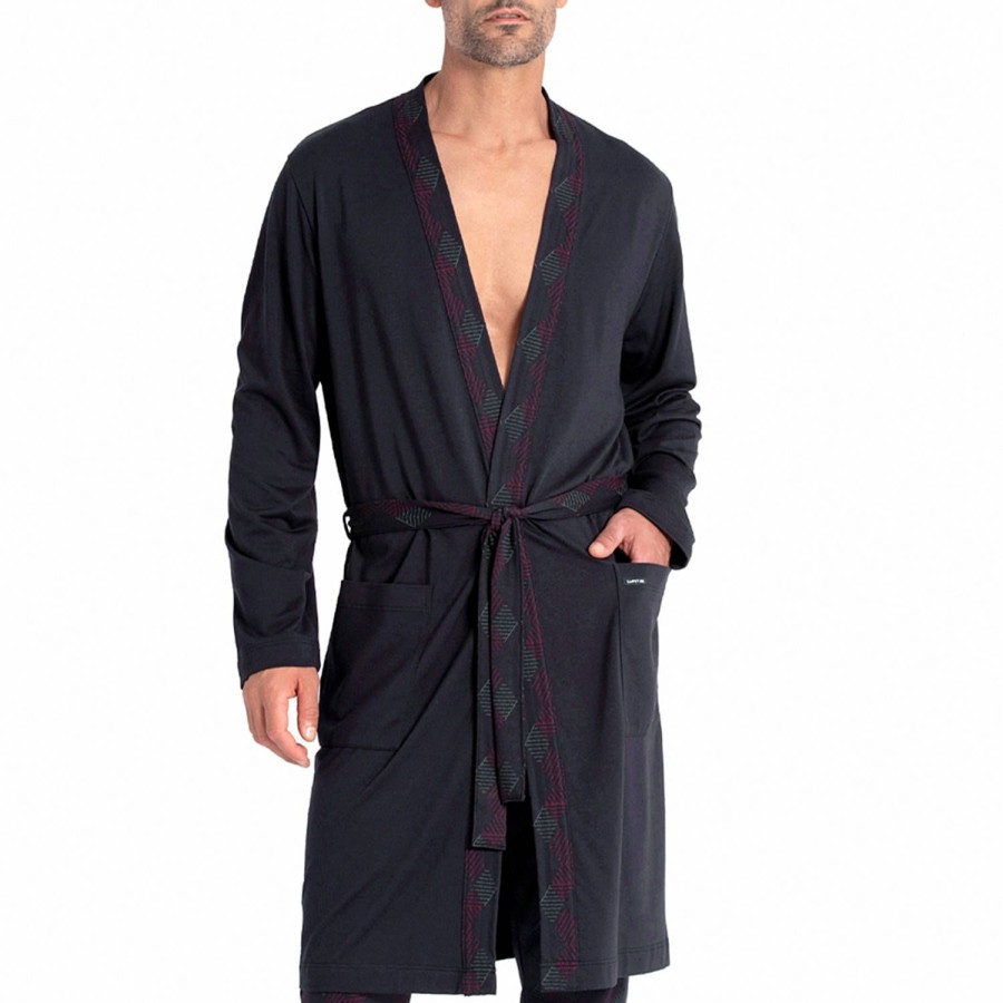 Homme Impetus Peignoir & Robe De Chambre Homme | Peignoir En Coton Et Modal Bleu