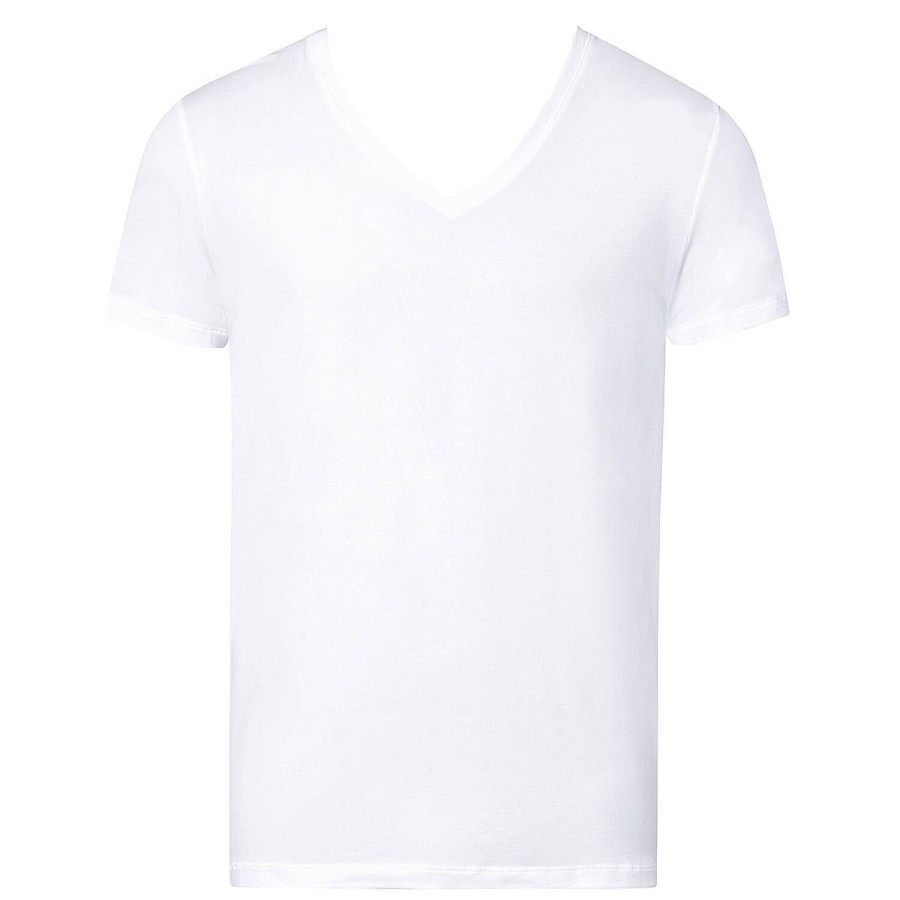 Homme Hanro T-Shirt Et Debardeur Homme | T-Shirt Col V Homme En Coton Blanc