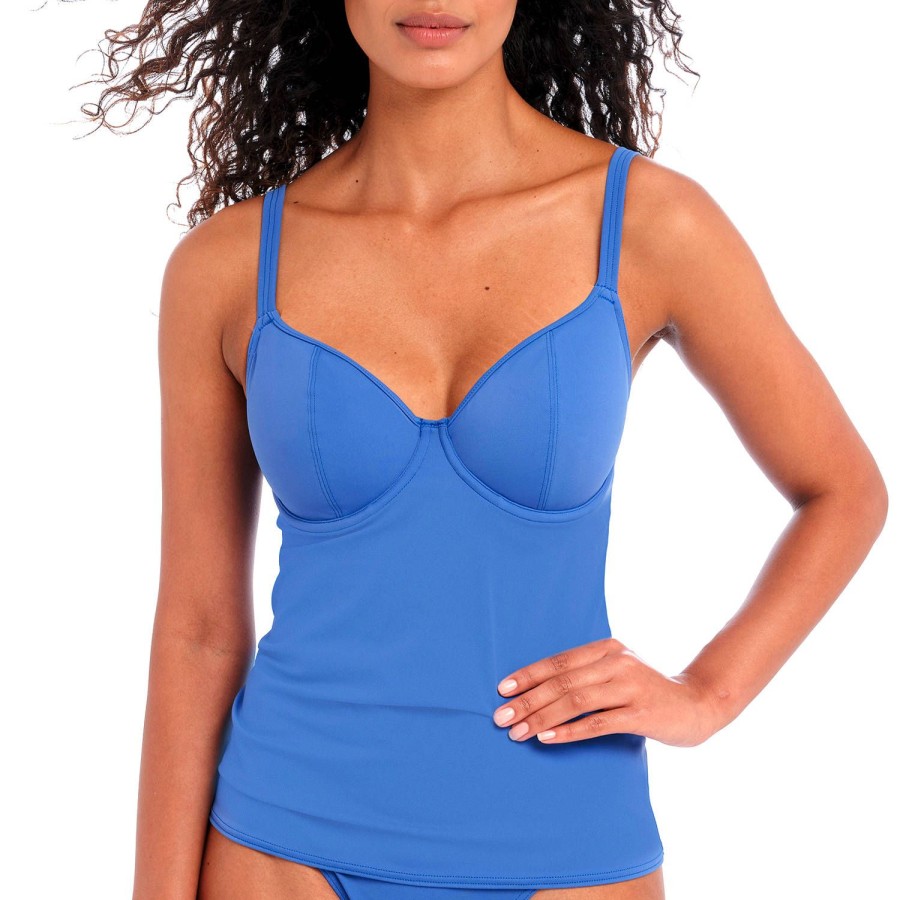 Maillots De Bain Freya Tankini | Haut De Maillot De Bain Tankini Armatures Plain Azure