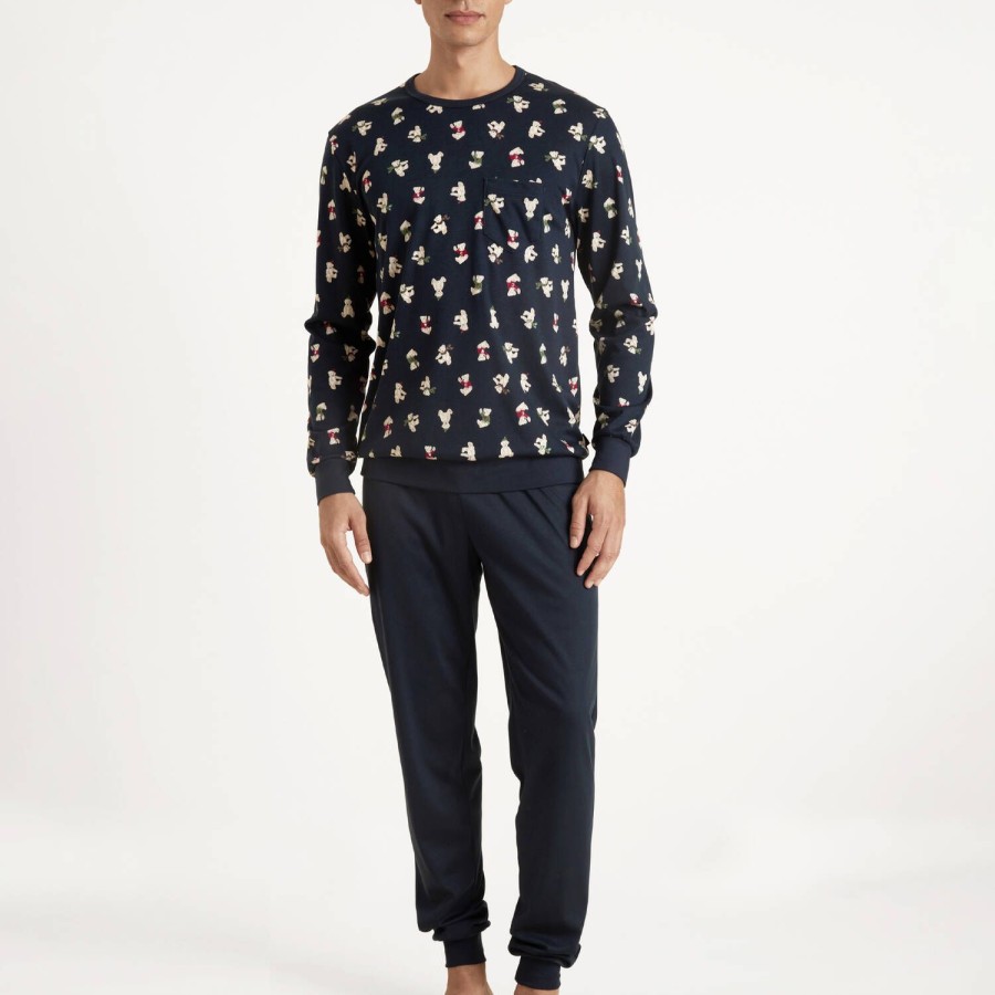 Homme Calida Pyjama Homme | Pyjama Homme En Coton Dark Sapphire