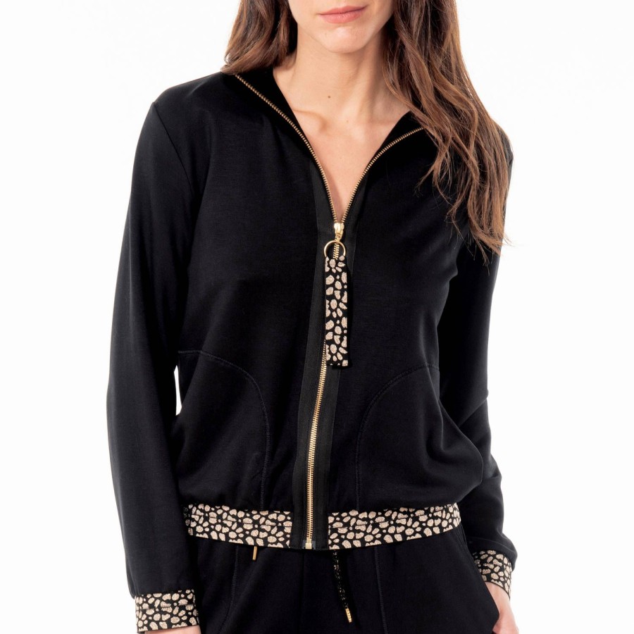 Lingerie De Nuit Valery | Veste Zippee Noir