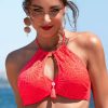 Maillots De Bain Antigel Brassiere | Haut De Maillot De Bain Brassiere Corail Fluo