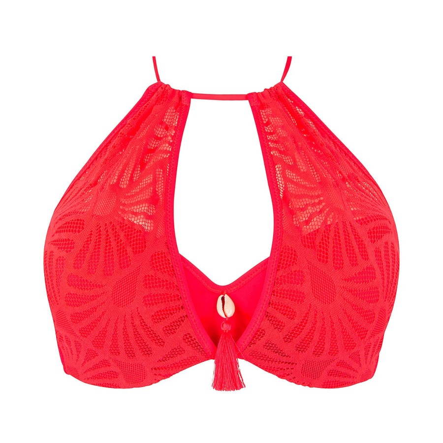 Maillots De Bain Antigel Brassiere | Haut De Maillot De Bain Brassiere Corail Fluo