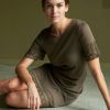 Lingerie De Nuit Hanro | Chemise De Nuit Manches Courtes En Coton Olive