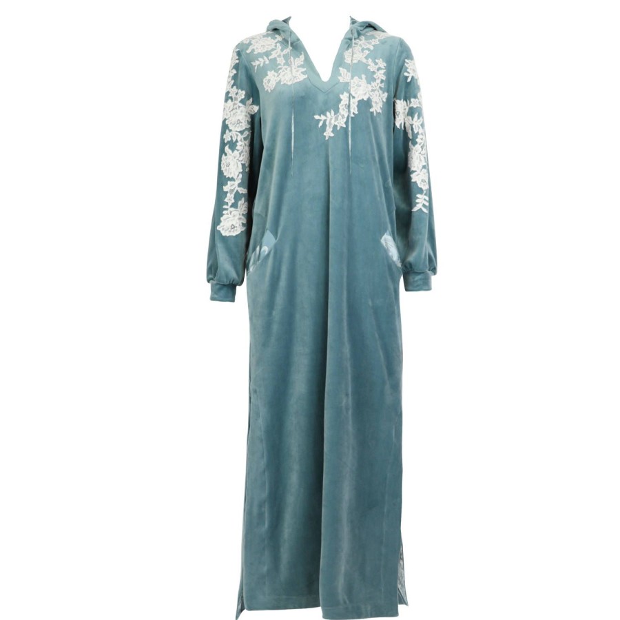 Lingerie De Nuit Marjolaine | Robe De Chambre En Velours Cedre/Ivoire