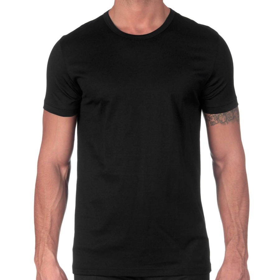 Homme Oscalito T-Shirt Et Debardeur Homme | T-Shirt Homme En Coton Fil D'Ecosse Noir