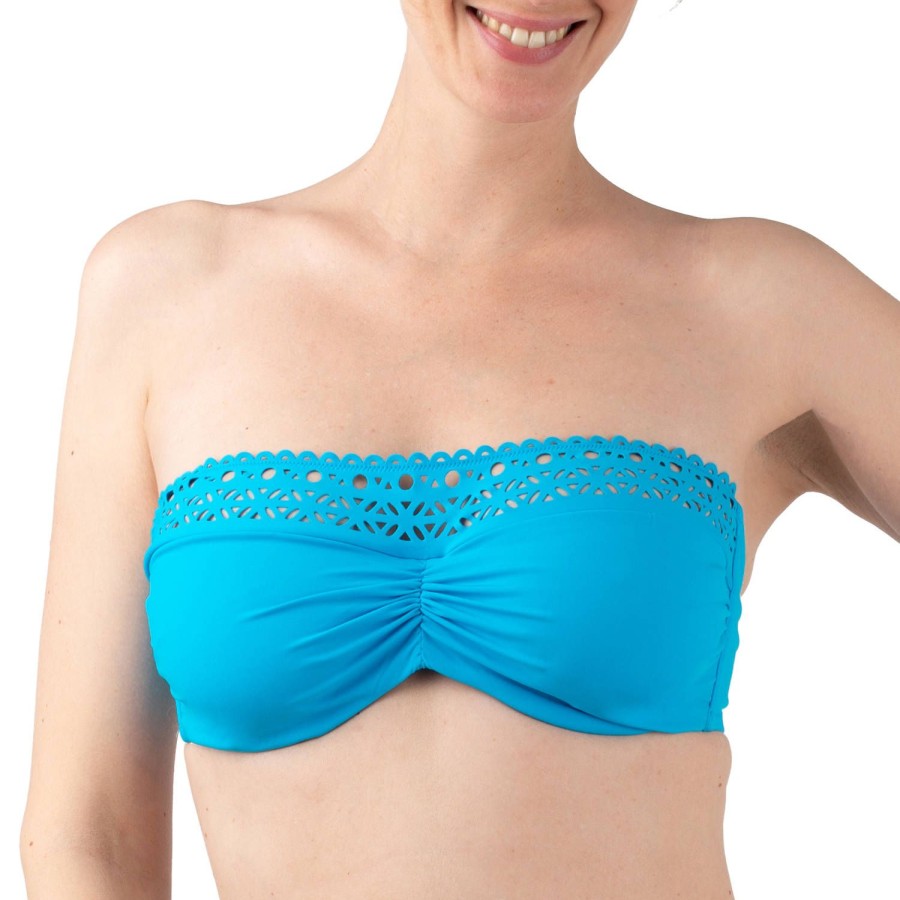 Maillots De Bain Lise Charmel Emboitant | Haut De Maillot De Bain Bandeau Bonnets Profonds Armatures Ajourage Turquoise