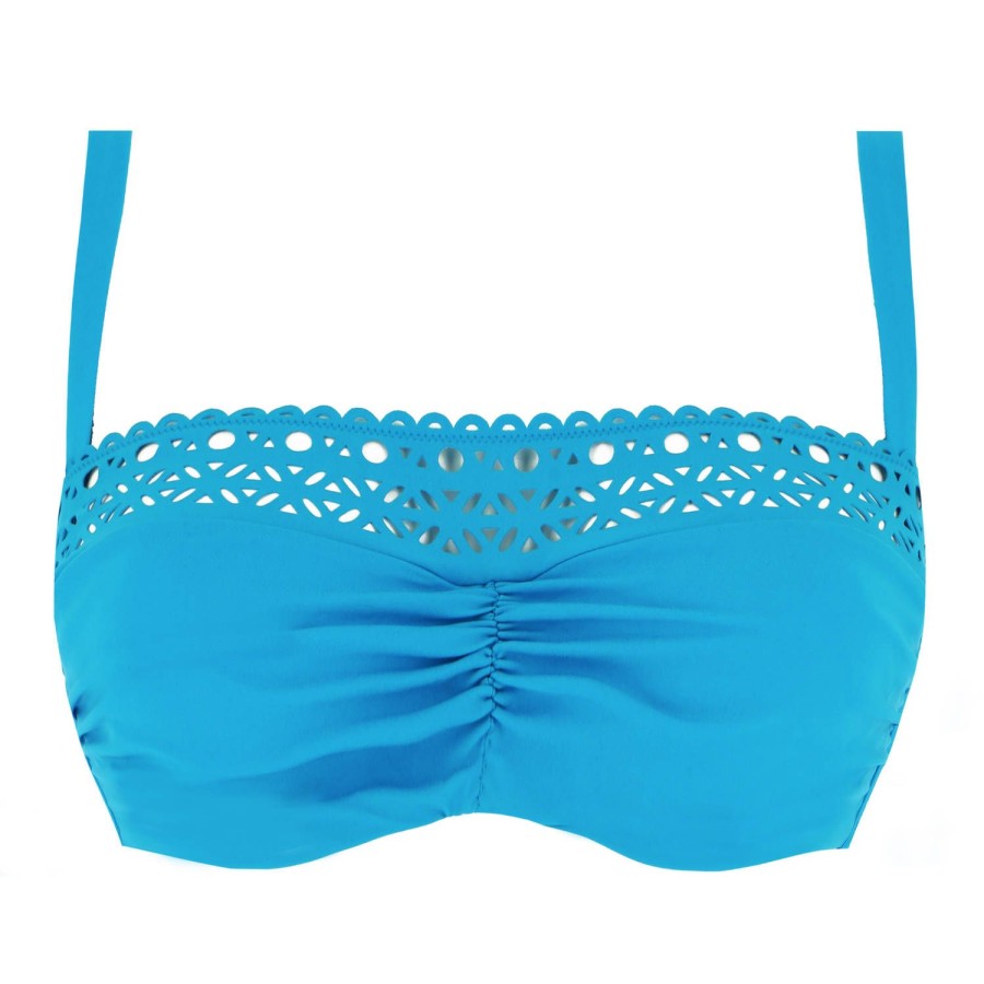 Maillots De Bain Lise Charmel Emboitant | Haut De Maillot De Bain Bandeau Bonnets Profonds Armatures Ajourage Turquoise