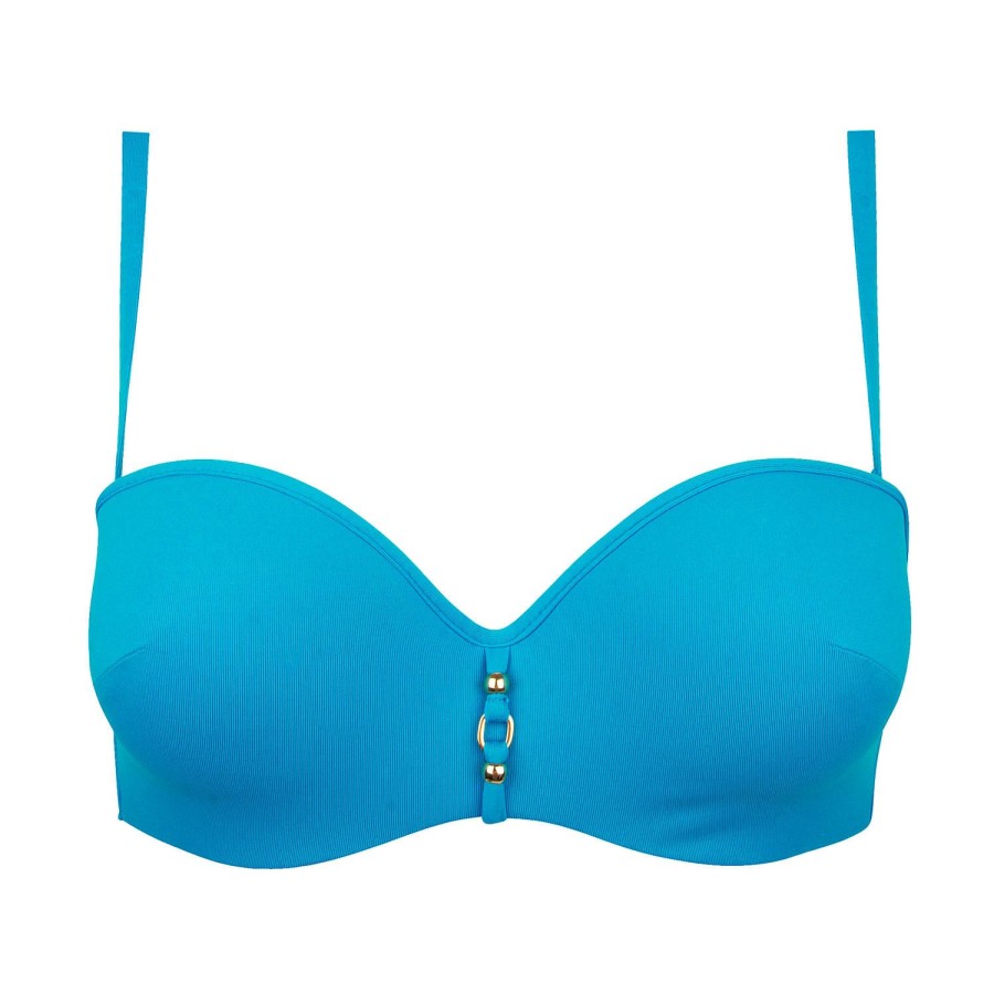 Maillots De Bain Lise Charmel Bandeau | Haut De Maillot De Bain Bandeau Coques Armatures Bleu Beaute