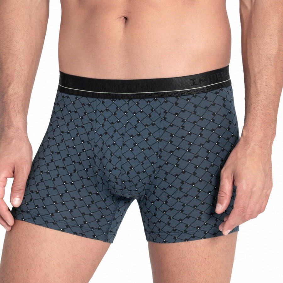 Homme Impetus Boxer Homme | Boxer Logo Tisse Homme En Coton Et Modal Bleu