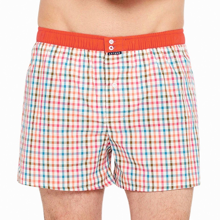 Homme Arthur Calecon Homme | Calecon Suspensoir Homme En Coton Orange/Blanc