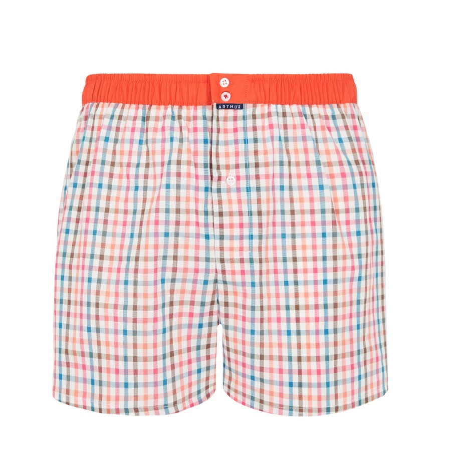 Homme Arthur Calecon Homme | Calecon Suspensoir Homme En Coton Orange/Blanc