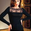 Lingerie De Nuit Lise Charmel | Top Manches Longues En Laine Et Soie Noir