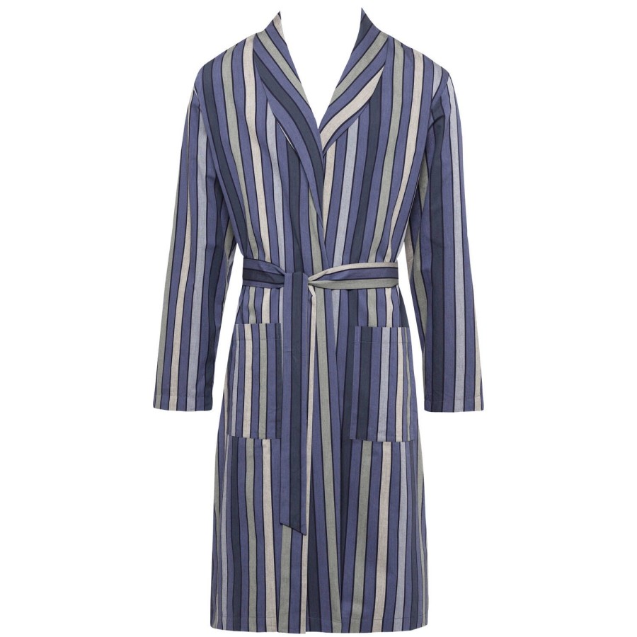 Homme Hanro Peignoir & Robe De Chambre Homme | Peignoir Homme En Coton Everblue Stripe