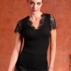 Lingerie De Nuit Lise Charmel | T-Shirt En Laine Et Soie Noir