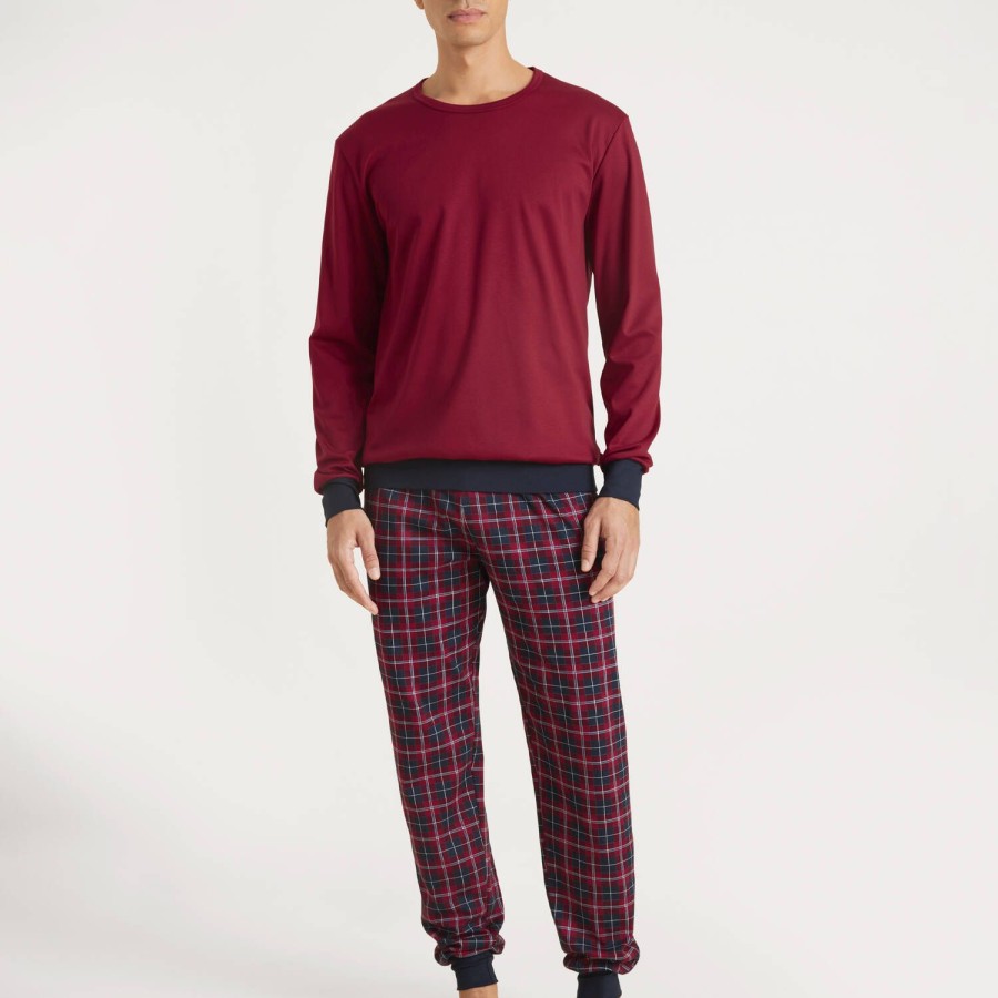 Homme Calida Pyjama Homme | Pyjama A Bords Elastiques Homme En Coton Rio Red