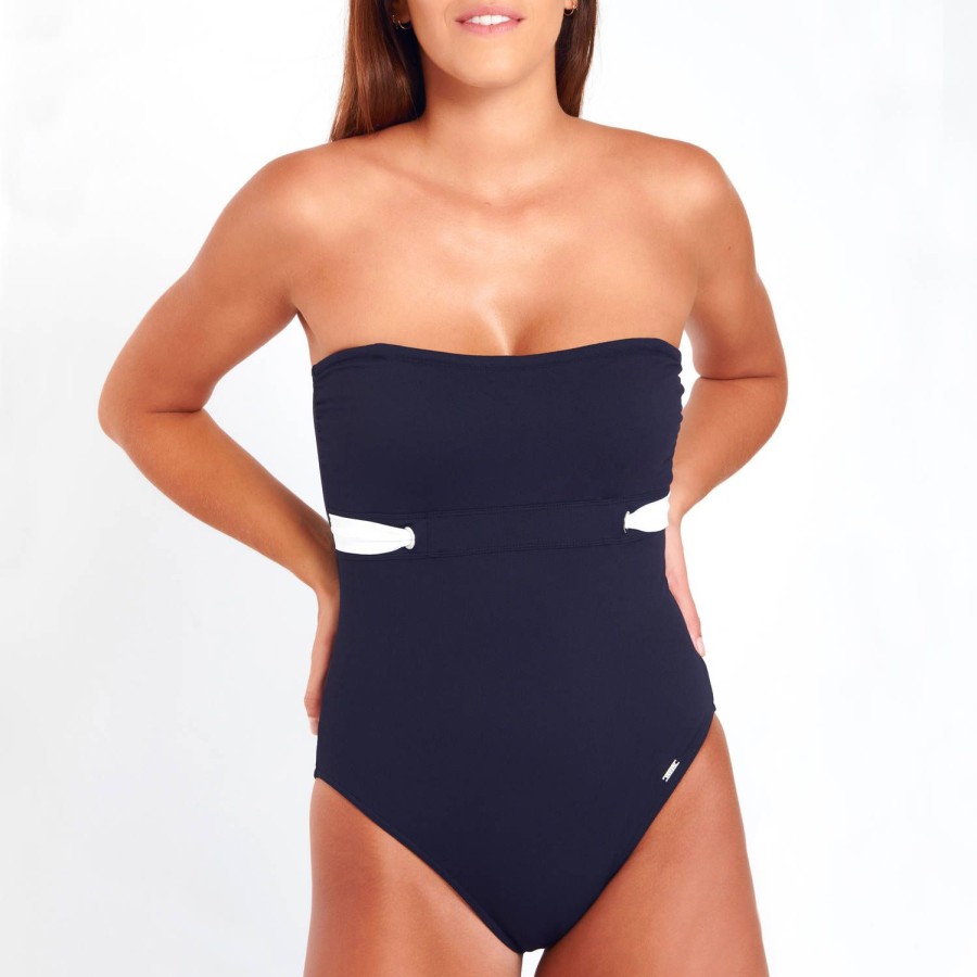 Maillots De Bain Livia Bustier | Maillot De Bain 1 Piece Bustier Eline Sans Armatures Marine