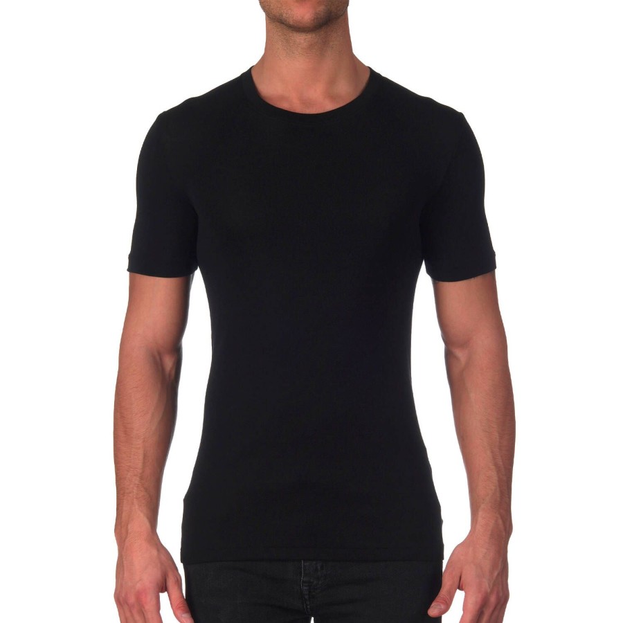 Homme Oscalito T-Shirt Et Debardeur Homme | T-Shirt Col Rond Homme En Laine Et Soie Noir