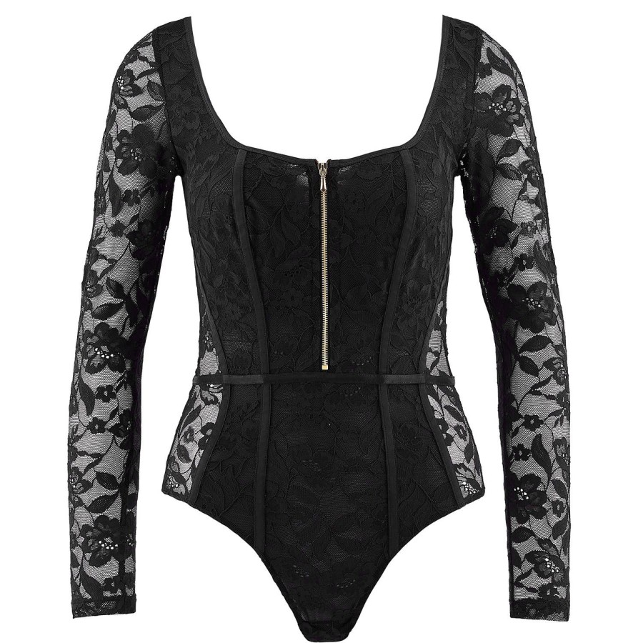 Lingerie Aubade | Body Ouverture Frontale En Dentelle Noir