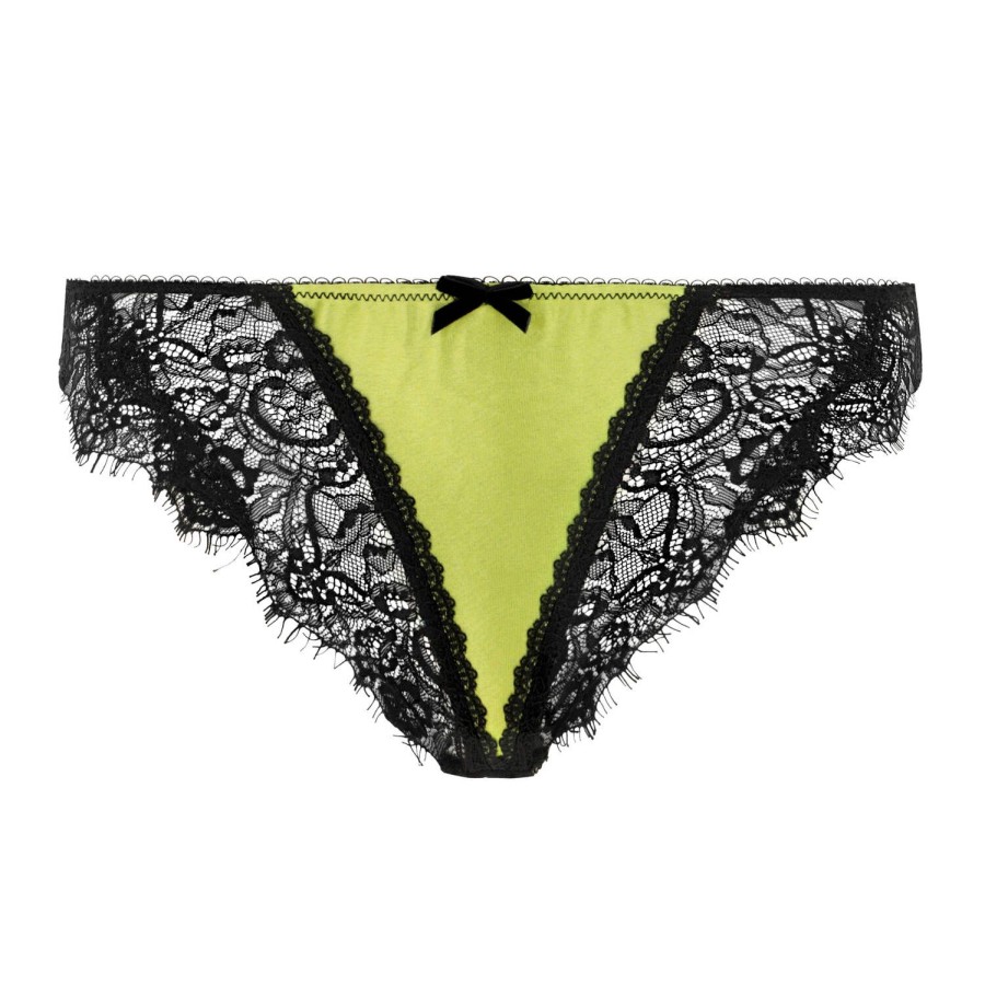 Culottes Dita Von Teese | Slip Ouvert En Dentelle Et Satin Black/Olivine