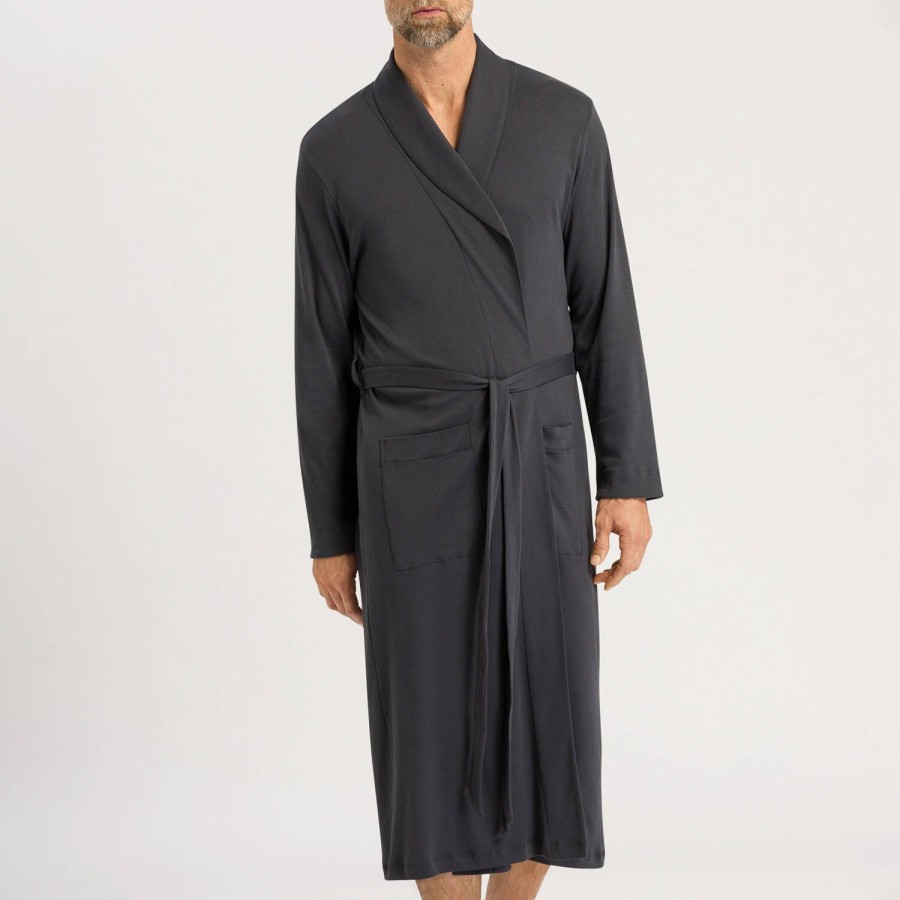 Homme Hanro Peignoir & Robe De Chambre Homme | Peignoir Long Homme En Coton Dark Shale