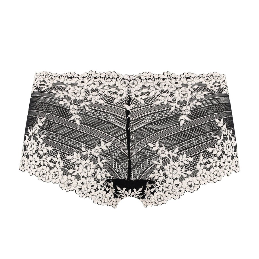 Culottes Wacoal | Shorty En Dentelle Noir/Blanc