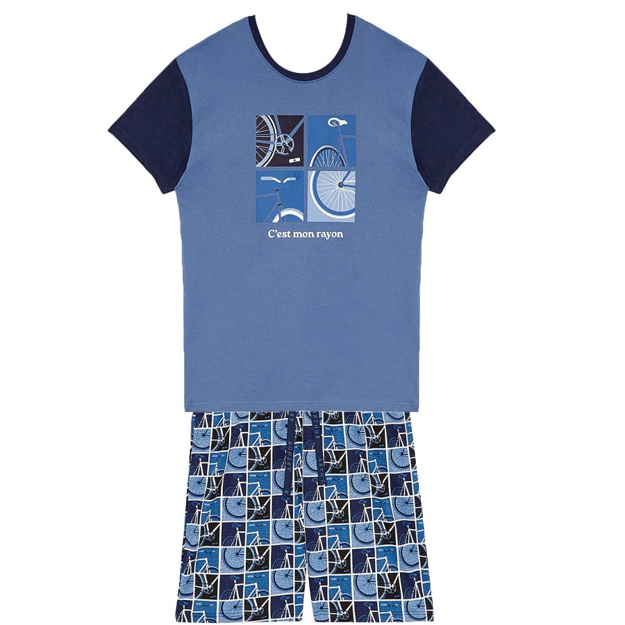 Homme Arthur Pyjama Homme | Pyjama Short Homme En Coton Bleu Marine