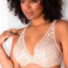 Soutiens-Gorge Chantelle | Soutien-Gorge Coques Decollete Plongeant En Dentelle Beige Dore