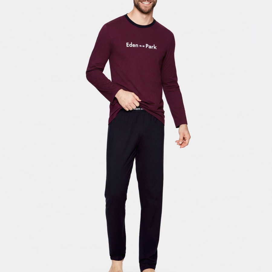 Homme Eden Park Pyjama Homme | Pyjama Col Rond Homme En Coton Bordeaux