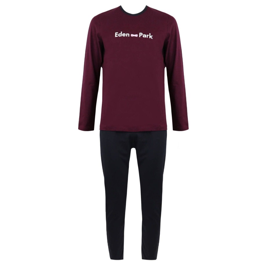 Homme Eden Park Pyjama Homme | Pyjama Col Rond Homme En Coton Bordeaux