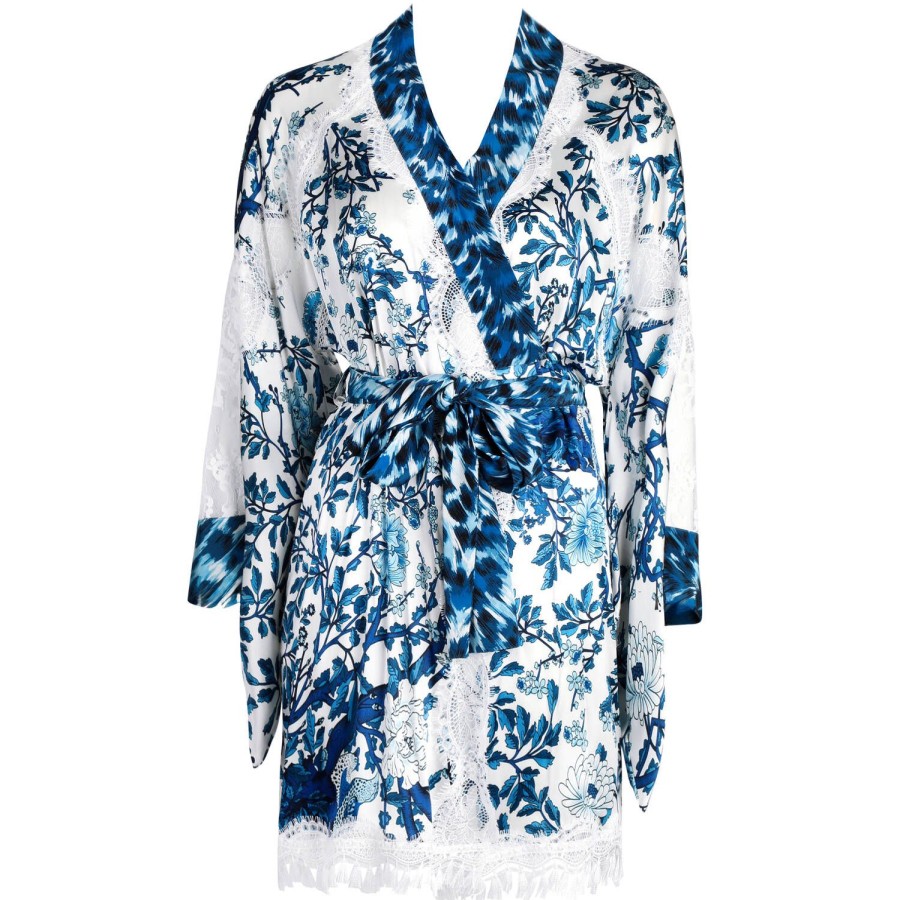 Lingerie De Nuit Marjolaine | Kimono En Soie Imprime Empire