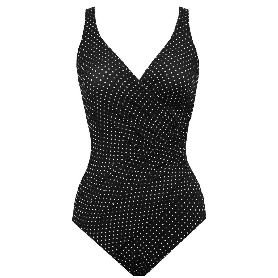 Maillots De Bain Miraclesuit Gainant / Sculptant / Ventre Plat | Maillot De Bain 1 Piece Gainant Oceanus Sans Armatures Noir/Blanc