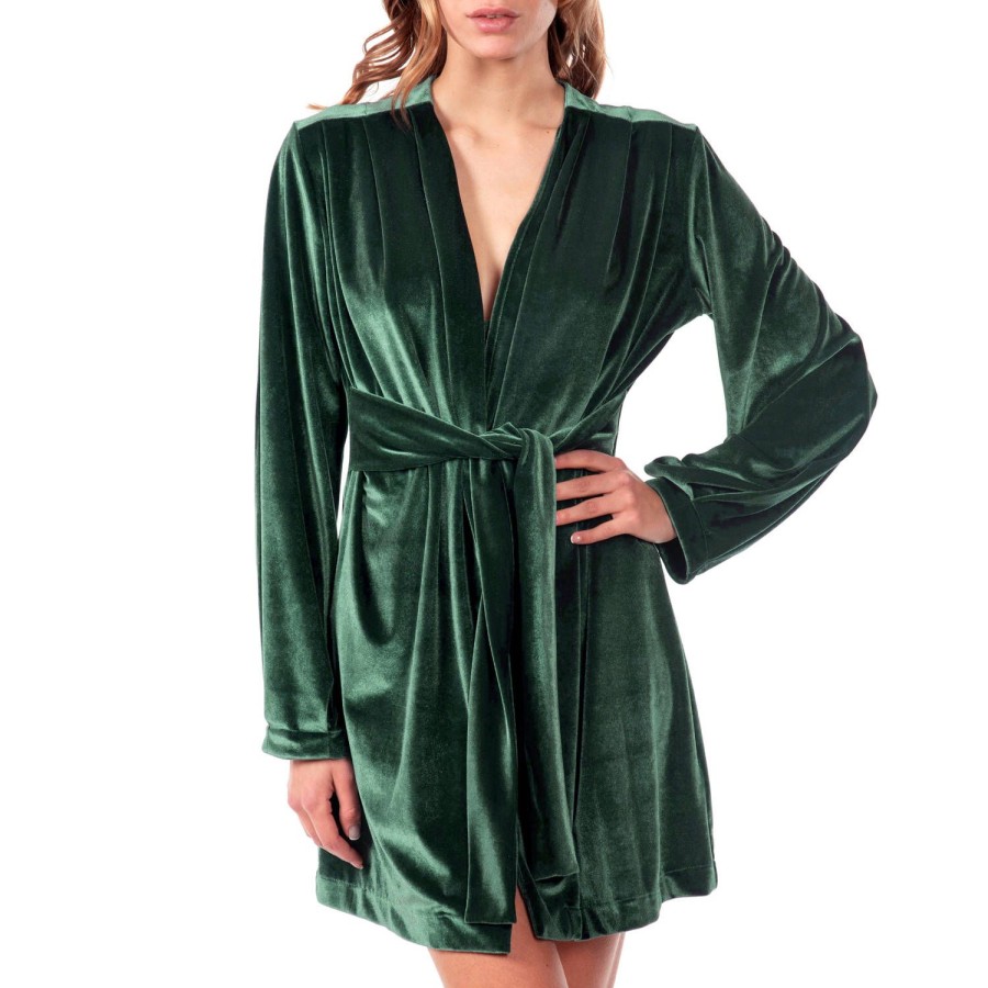 Lingerie De Nuit Valery | Kimono En Velours Verde