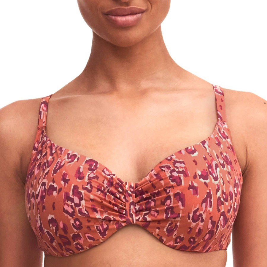 Maillots De Bain Chantelle Emboitant | Haut De Maillot De Bain Emboitant Leopard Orange