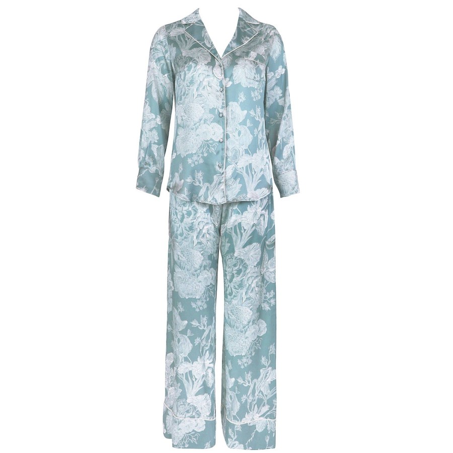 Lingerie De Nuit Marjolaine | Pyjama Manches Longues En Soie Imprime Cedre