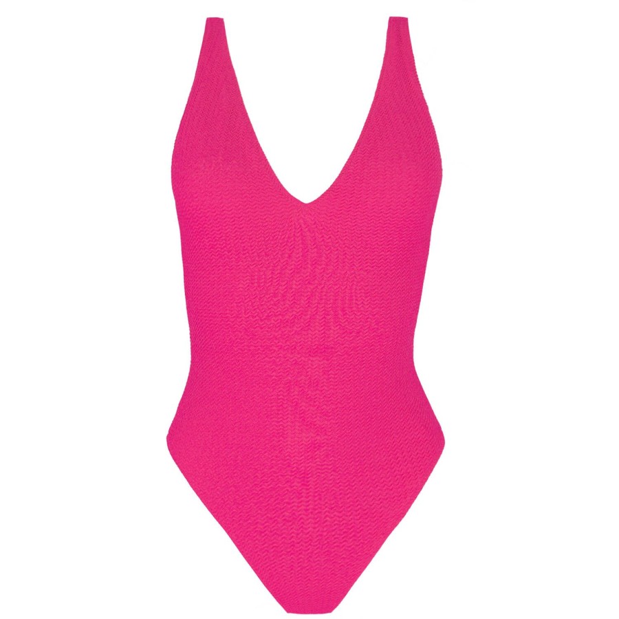 Maillots De Bain Seafolly Autres Formes | Maillot De Bain 1 Piece Decollete Sans Armatures Fuchsia Rose