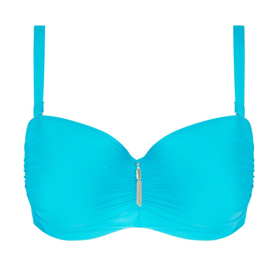 Maillots De Bain Antigel Bandeau | Haut De Maillot De Bain Bandeau Coques Bonnets Profonds Turquoise